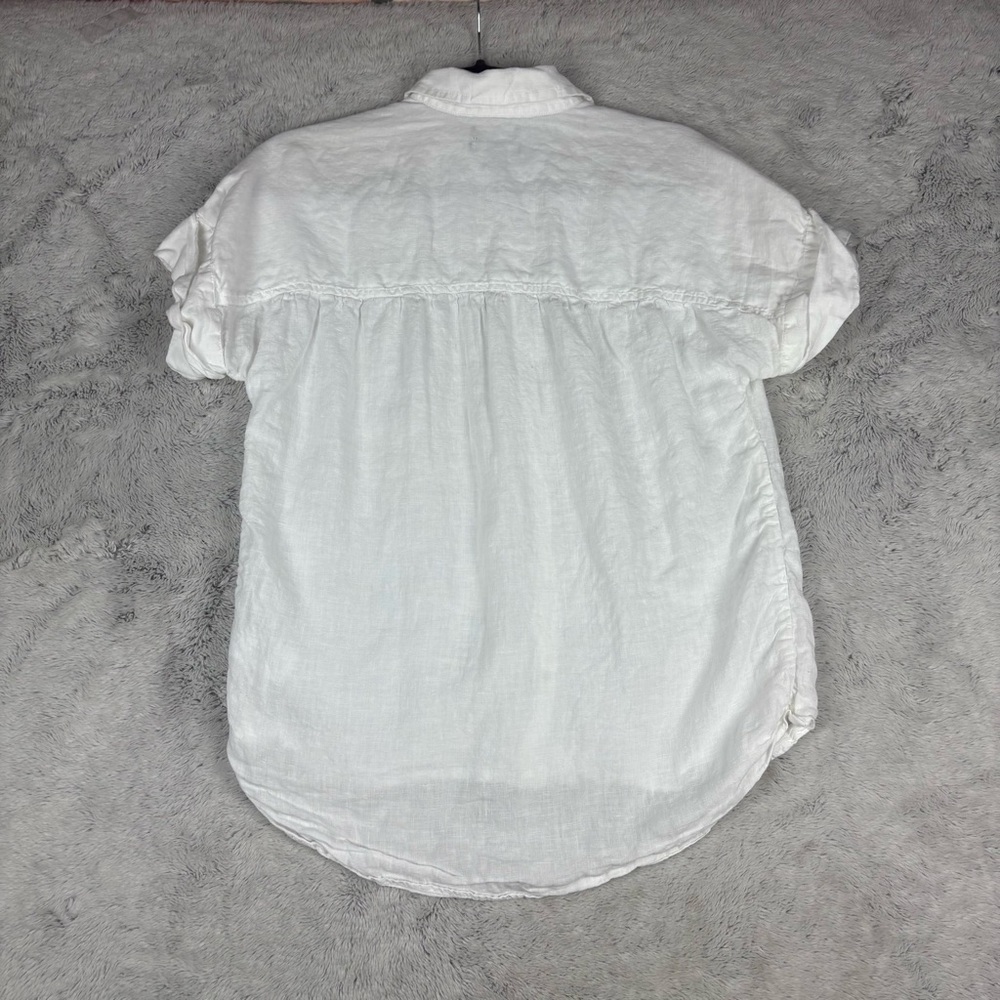 J. Crew White Short-Sleeve Linen Button-Down - Picture 7 of 8